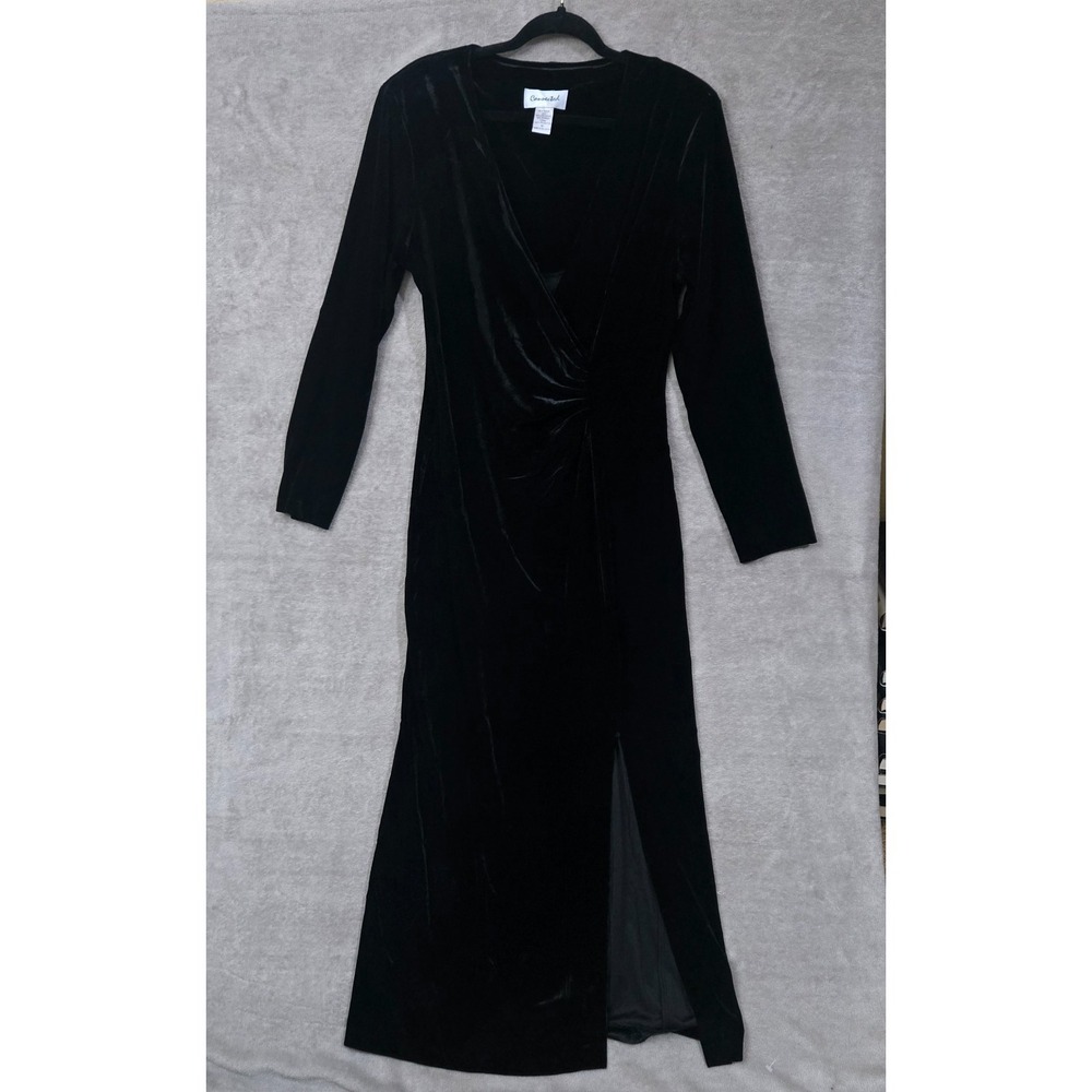 Connected Velvet Maxi Dress 16 Black Goth Vampy 80s 90s Witchy Dark Romantic
